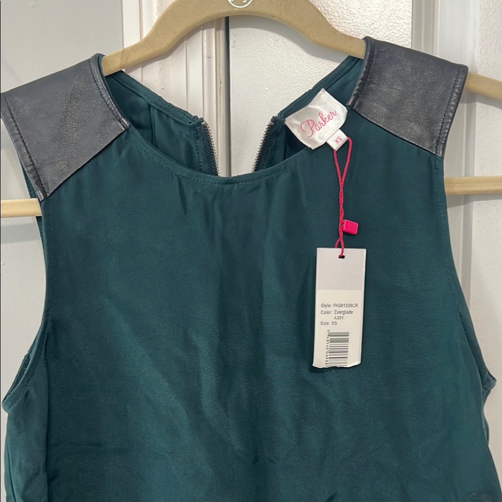 Parker Teal Sleeveless Top with Gray Accents